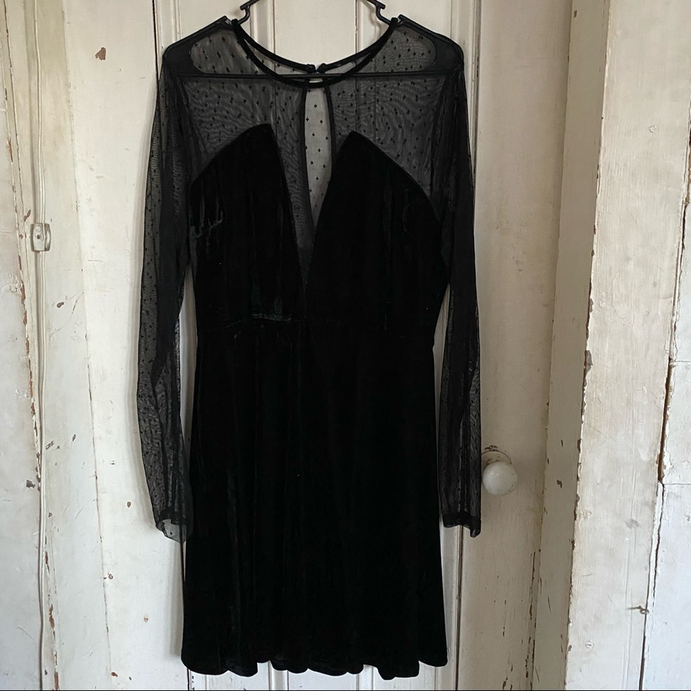 Velvet Mesh Skater Dress